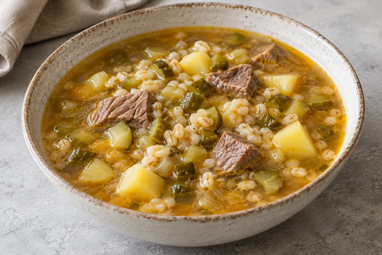 Рассольник с перловкой