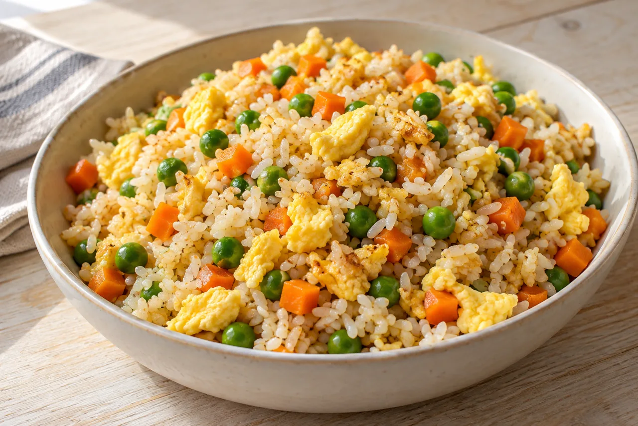 Жареный рис с яйцом и овощами